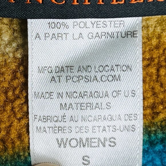 Patagonia Synchilla Fleece Pullover Womens Size S Snap Teal Brown Aztec Mountain - Picture 11 of 12